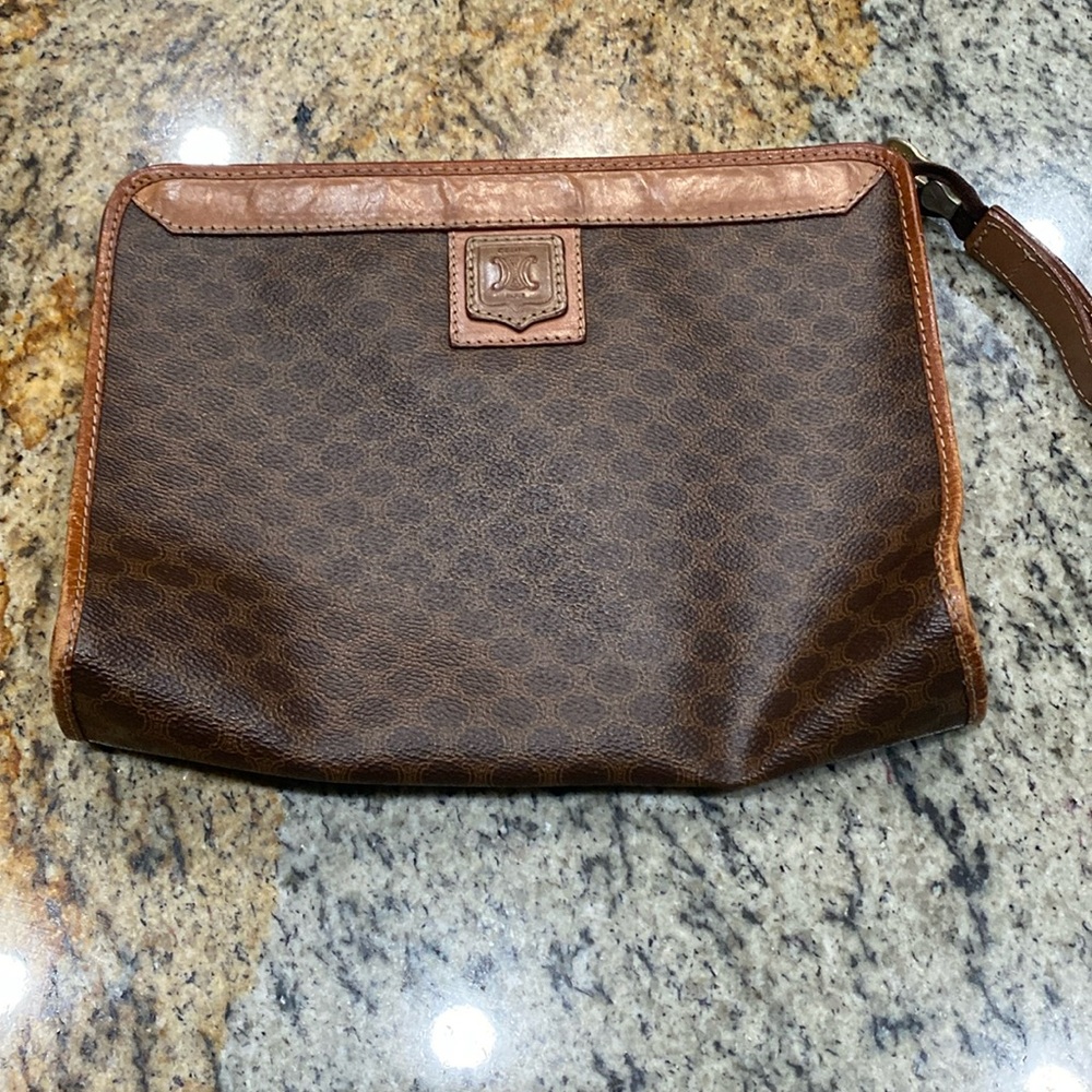 Celine Authentic Vintage Leather Canvas
Travel Pouch Cosmetic Case JJ